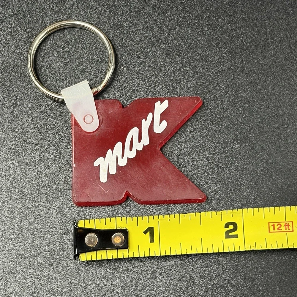 Vintage Kmart Red Acrylic K Logo Keychain 1990s Retail Store Promo Collectible
